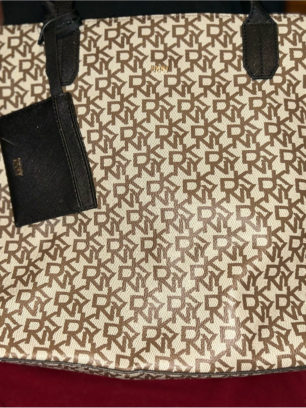 DKNY Brown & Cream Monogram Canvas Tote